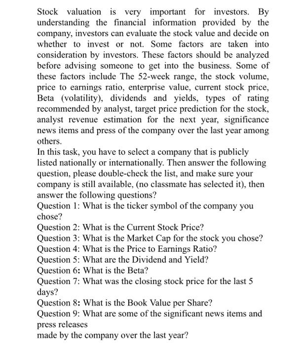 Stock Valuation Is Very Important For Investors By Understanding The Financial Information Provided By The Company Inv 1