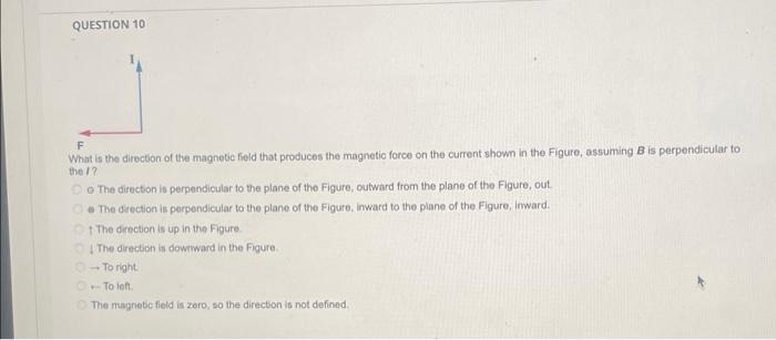 Question 10 What Is The Direction Of The Magnetic Field That Produces The Magnetic Force On The Current Shown In The Fig 1