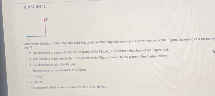 Question 10 What Is The Direction Of The Magnetic Field That Produces The Magnetic Force On The Current Shown In The Fig 3