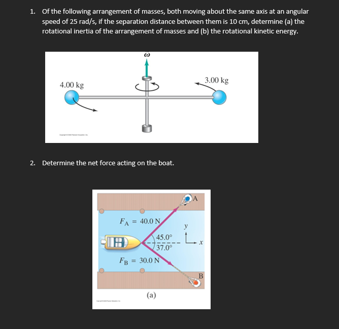 1 Of The Following Arrangement Of Masses Both Moving About The Same Axis At An Angular Speed Of 25 Rad S If The Separ 1