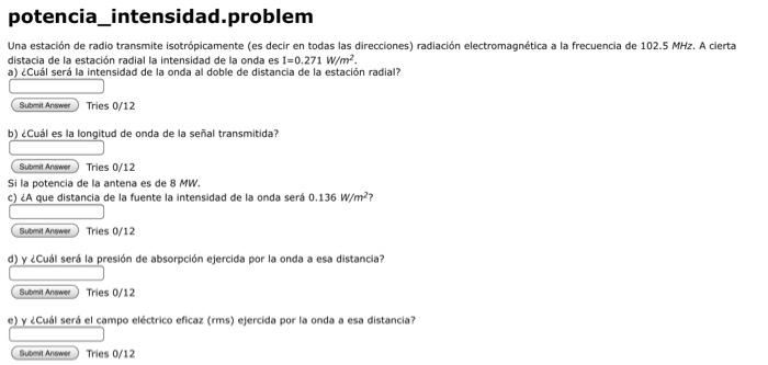 Potencia Intensidad Problem Una Estacion De Radio Transmite Isotropicamente Es Decir En Todas Las Direcciones Radiacio 1
