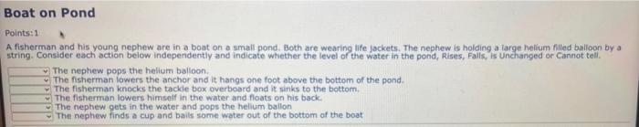 Boat On Pond Points 1 A Fisherman And His Young Nephew Are In A Boat On A Small Pond Both Are Wearing Life Jackets Th 1