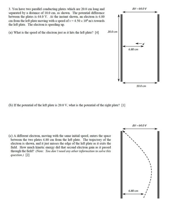 Av 64 0 V 3 You Have Two Parallel Conducting Plates Which Are 20 0 Cm Long And Separated By A Distance Of 10 0 Cm As S 1