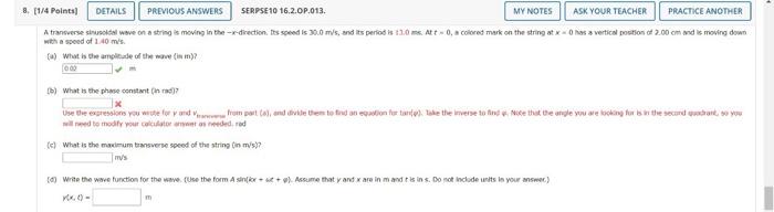 A Travers Leon A String Is Moving To The Recto As Peod 30 0 And Is Periods 1 8 Mle Datorul Makontes Verticale 2 00 M 6