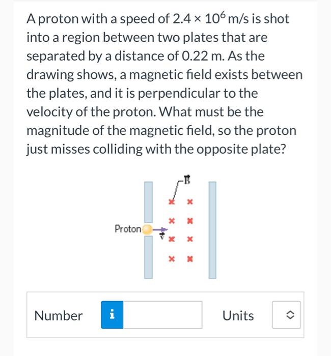 A Proton With A Speed Of 2 4 X 106m S Is Shot Into A Region Between Two Plates That Are Separated By A Distance Of 0 22 1