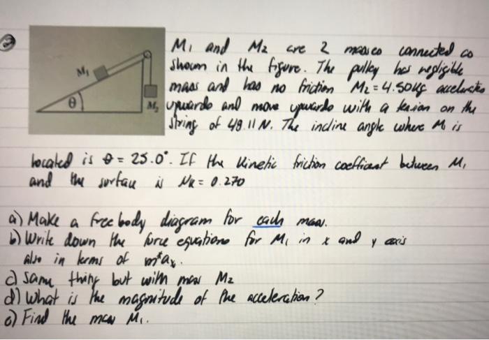 E Mi And Ma Are 2 Mesico Connected Co Shown In The Figure The Pulley Has Negligible Mass And Has No Friction M2 4 50u 1