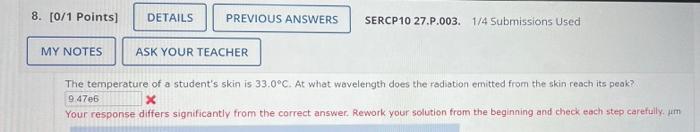 8 0 1 Points Details Previous Answers Sercp10 27 P 003 1 4 Submissions Used My Notes Ask Your Teacher The Temperatur 1
