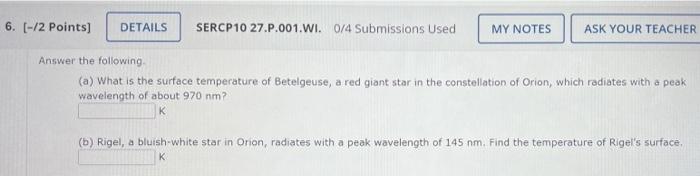 7 0 4 Points Details Previous Answers Sercp10 27 P 002 1 4 Submissions Used My Notes Ask Your Teacher Lightning Prod 2