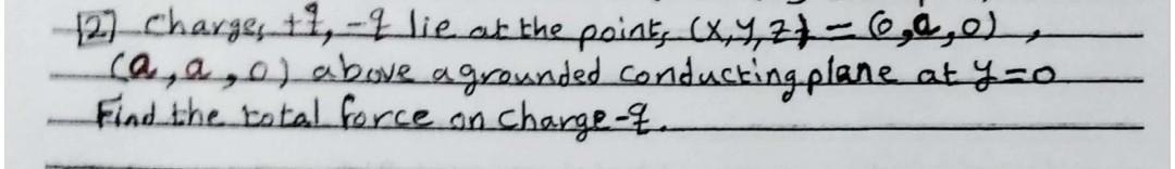12 Charge T7 Q Lie At The Point X Y 2 6 0 0 Ca A O Above A Grounded Conducting Plane Atyzo Find The Total Fo 1