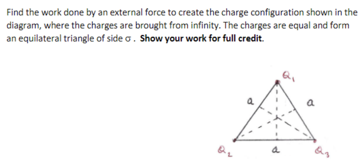 Find The Work Done By An External Force To Create The Charge Configuration Shown In The Diagram Where The Charges Are B 1