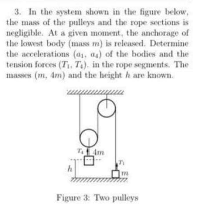 3 In The System Shown In The Figure Below The Mass Of The Pulleys And The Rope Sections Is Negligible At A Given Mome 1