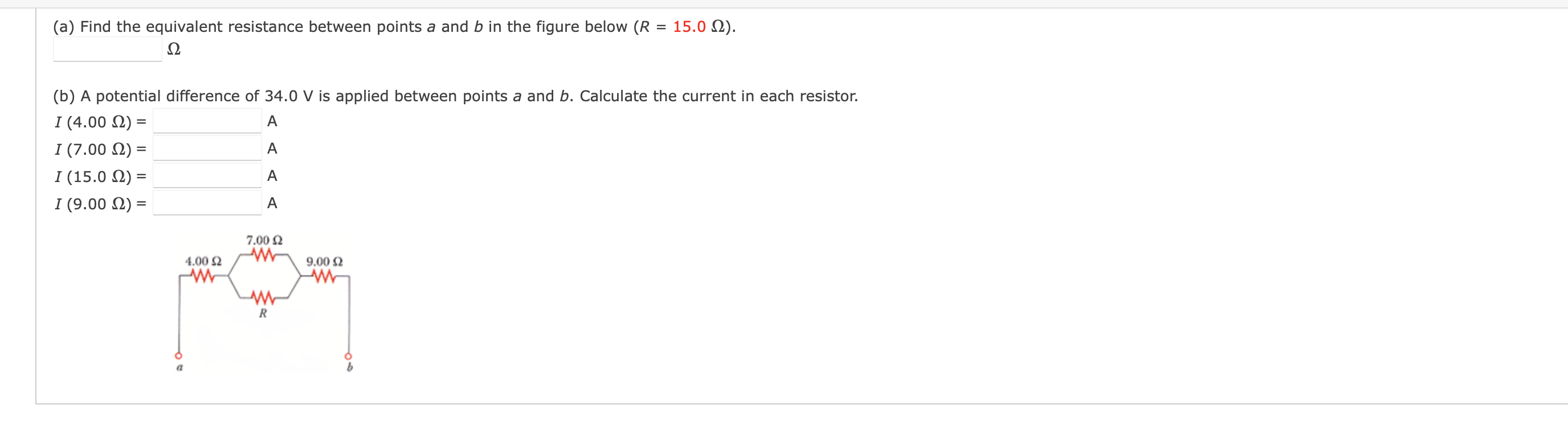 A Find The Equivalent Resistance Between Points A And B In The Figure Below R 15 0 12 12 B A Potential Differ 1