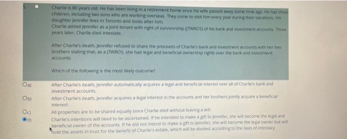 Charlie Is 80 Years Old He Has Been Living In A Retirement Home Since His Wife Passed Away Some Time Ago He Has Three C 1
