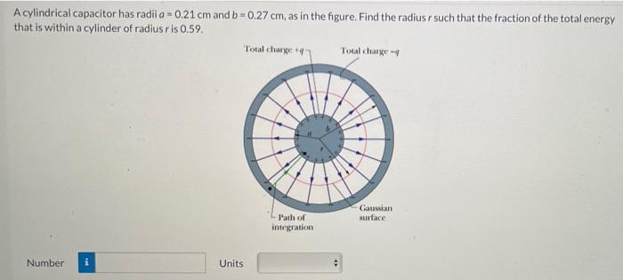 A Cylindrical Capacitor Has Radii A 0 21 Cm And B 0 27 Cm As In The Figure Find The Radius R Such That The Fraction 1