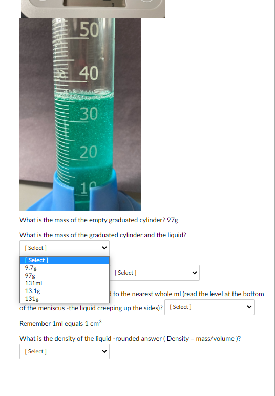 Part 1 A Determine The Density Of A Liquid By Examining The Photos Of A Graduated Cylinder On A Balance That Same Grad 2