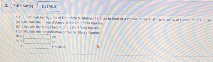 3 10 Points Details A 10 0 Cm High Toy Figurine Of Dr Sforza Is Situated 12 5 Cm In Front Of A Convex Mirror That 1