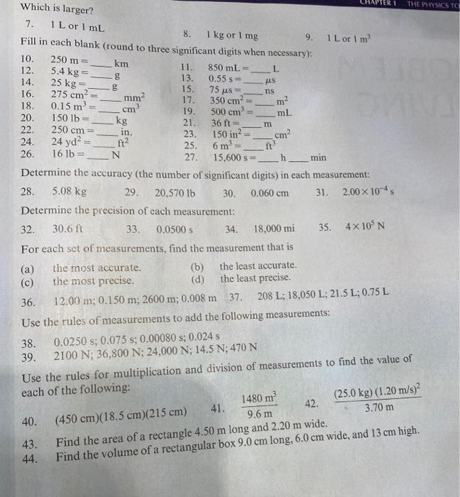 Review Problems Give The Metric Prefix For Each Value 1 1000 2 0 001 Give The Metric Symbol Or Abbreviation For Eac 2