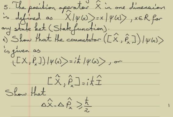 5 The Position Operator Pin One Dimension Is Defined As Xlyw X14457 Xer For Ale Het State Function Any Show T 1
