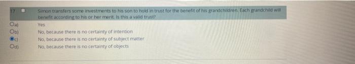 17 Oa Ob C Om Simon Transfers Some Investments To His Son To Hold In Trust For The Benefit Of His Grandchildren Each 1