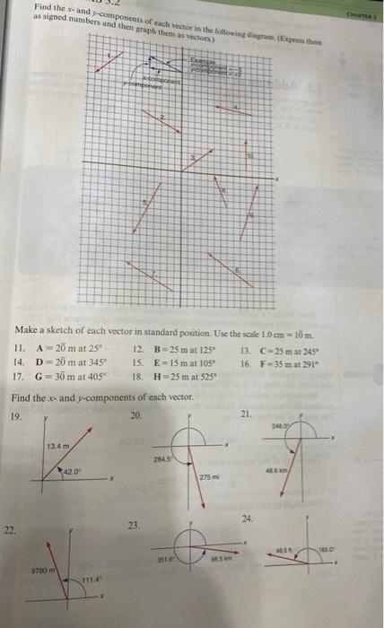 Find The X Andy Components Of Each Vector In The Following Diagram Express The Assigned Numbers And Then Graph Them As 1