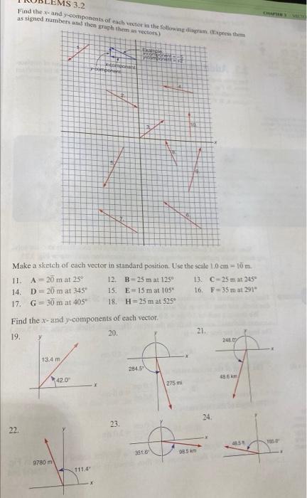 Find The X Andy Components Of Each Vector In The Following Diagram Express The Assigned Numbers And Then Graph Them As 3