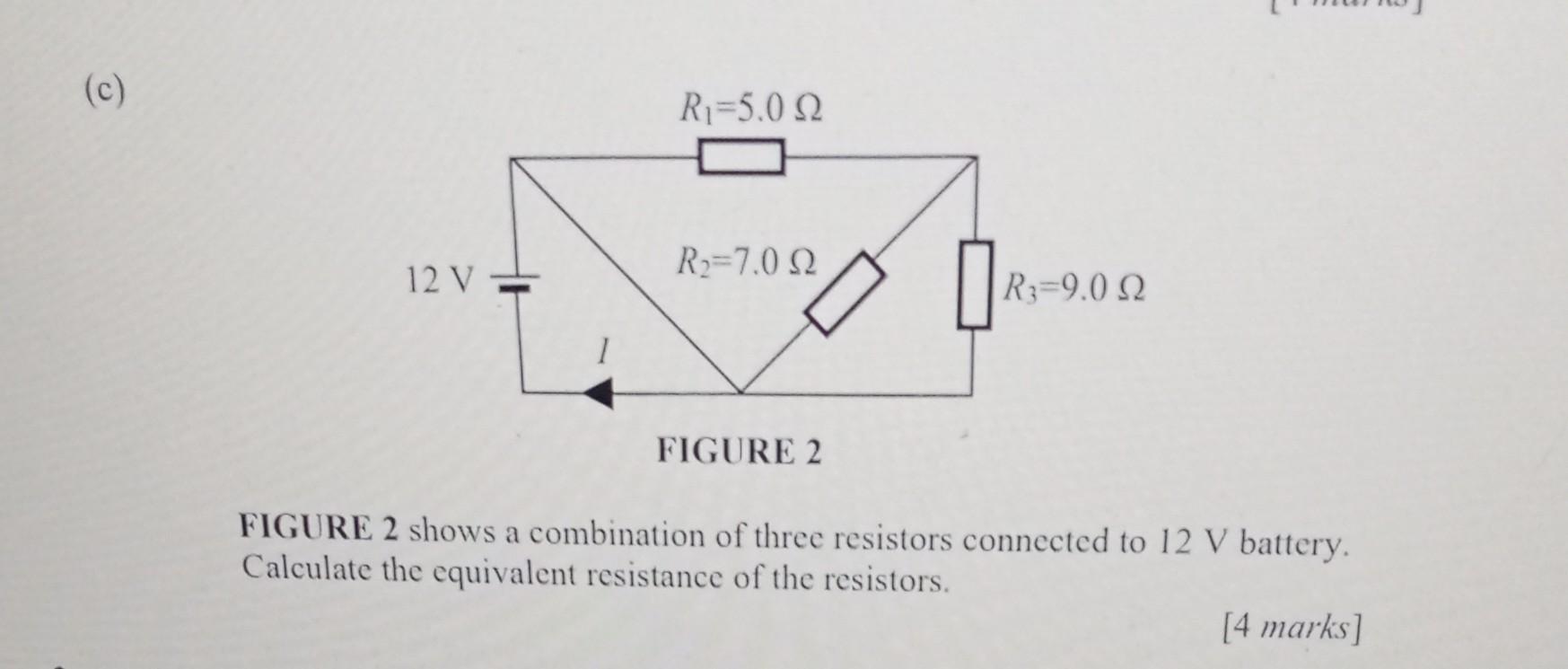 C R1 5 0 12 12 V R 7 022 R2 9 00 Figure 2 A Figure 2 Shows A Combination Of Three Resistors Connected To 12 V Battery 1