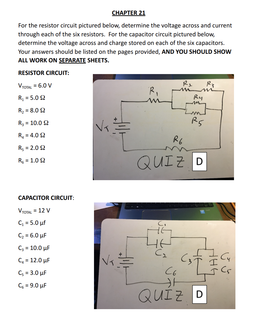 Chapter 21 For The Resistor Circuit Pictured Below Determine The Voltage Across And Current Through Each Of The Six Res 1