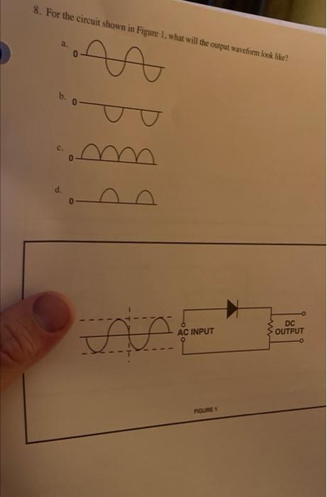 8 For The Circuit Shown In Figure 1 What Will The Output Waveform Look Like A C D O Ac Input Dc Output Foure 3