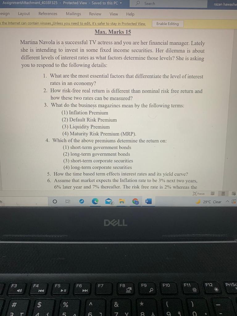 Assignmentattachment 4038f325 Protected View Saved To This Pc Search Razan Hawashe Esign Layout References Mailings 1