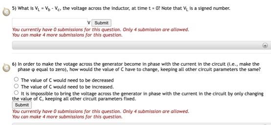 Ac Circuit 2 1 2 3 4 5 6 7 A Circuit Is Constructed With An Ac Generator A Resistor Capacitor And Inductor As Shown T 2