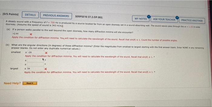 0 5 Points Details Previous Answers Serpse10 37 2 Op 002 My Notes Ask Your Teacher Practice Another A Steady Sound Wit 1