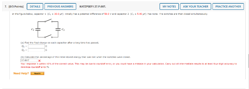 7 0 3 Points Details Previous Answers Katzpsef1 27 P 007 My Notes Ask Your Teacher Practice Another In The Figure Be 1