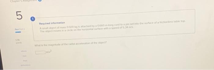 Chapter 5 Required Information All Object Of Mass 0 500 Kg Is Attached By0660 M Long Cord To Pin Set Into The Surface Of 1