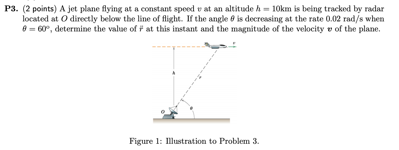 P3 2 Points A Jet Plane Flying At A Constant Speed V At An Altitude H 10km Is Being Tracked By Radar Located At O D 1