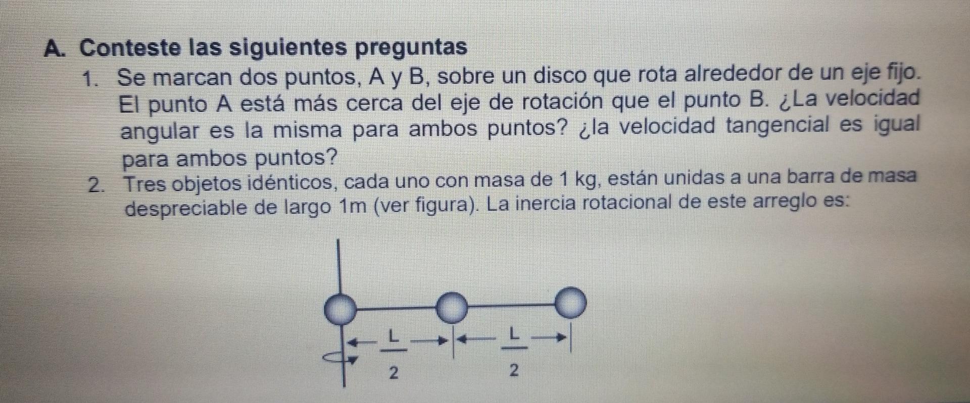 Espanol Ingles Frances A Answer The Following Questions 1 Two Points A And B Are Marked On A Disk That Rotates About 2