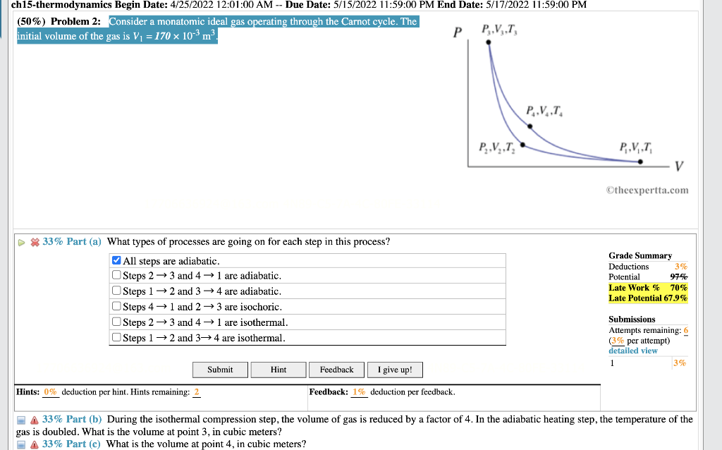 Ch15 Thermodynamics Begin Date 4 25 2022 12 01 00 Am Due Date 5 15 2022 11 59 00 Pm End Date 5 17 2022 11 59 00 Pm 1