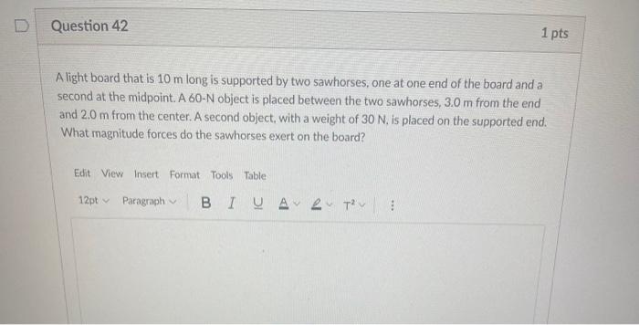 Question 48 1 Pts A Container Consists Of Two Vertical Cylindrical Columns Of Different Diameters Connected By A Narrow 2