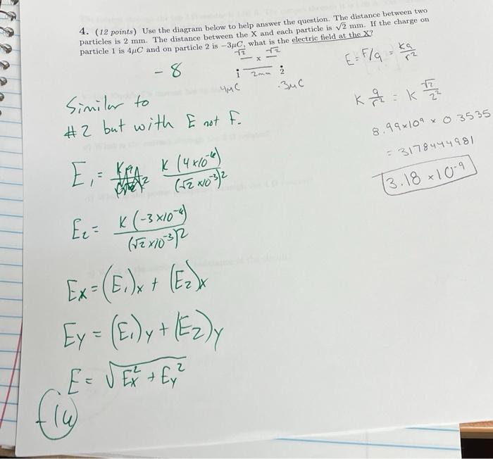 X E Ama I 4 12 Points Use The Diagram Below To Help Answer The Question The Distance Between Two Particles Is 2 Mm 1
