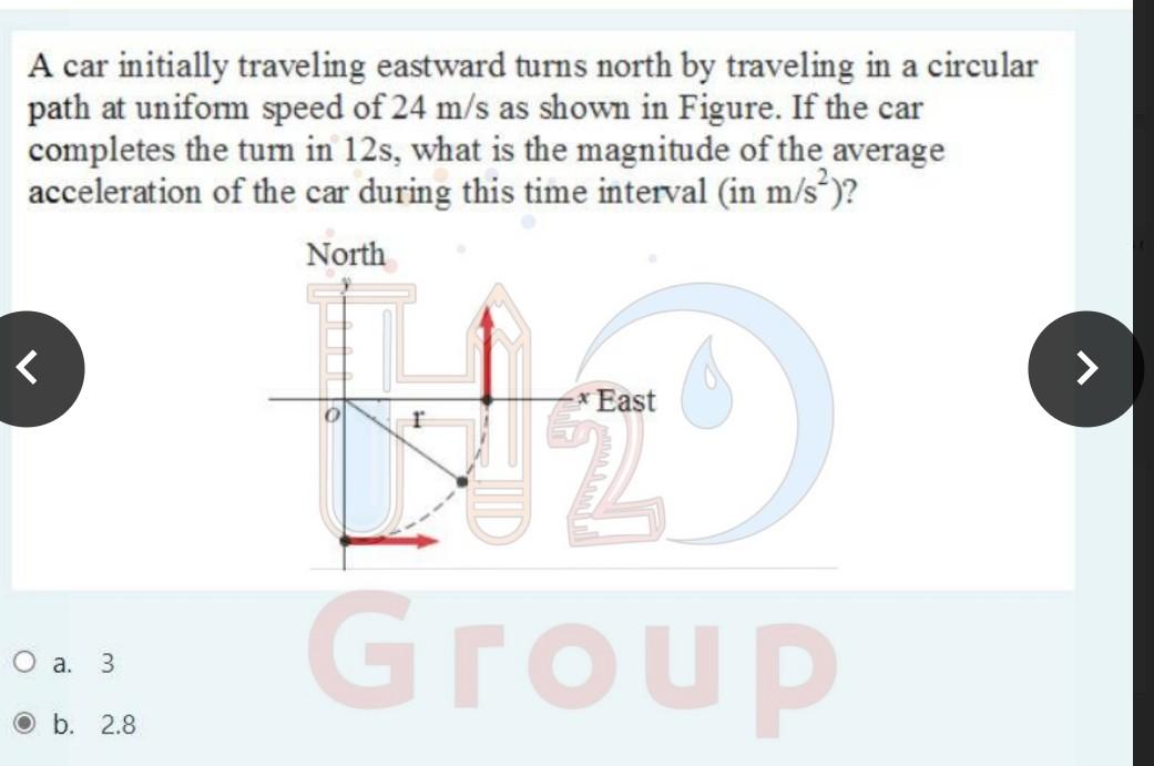 A Car Initially Traveling Eastward Turns North By Traveling In A Circular Path At Uniform Speed Of 24 M S As Shown In Fi 1