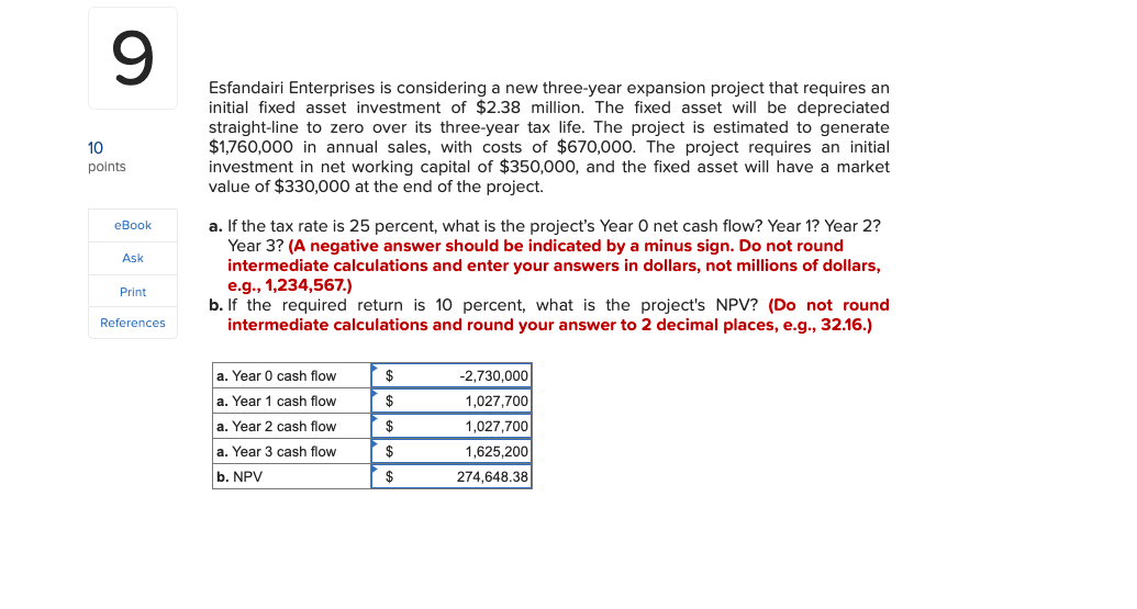 Esfandairi Enterprises Is Considering A New Three Year Expansion Project That Requires An Initial Fixed Asset Investment 1