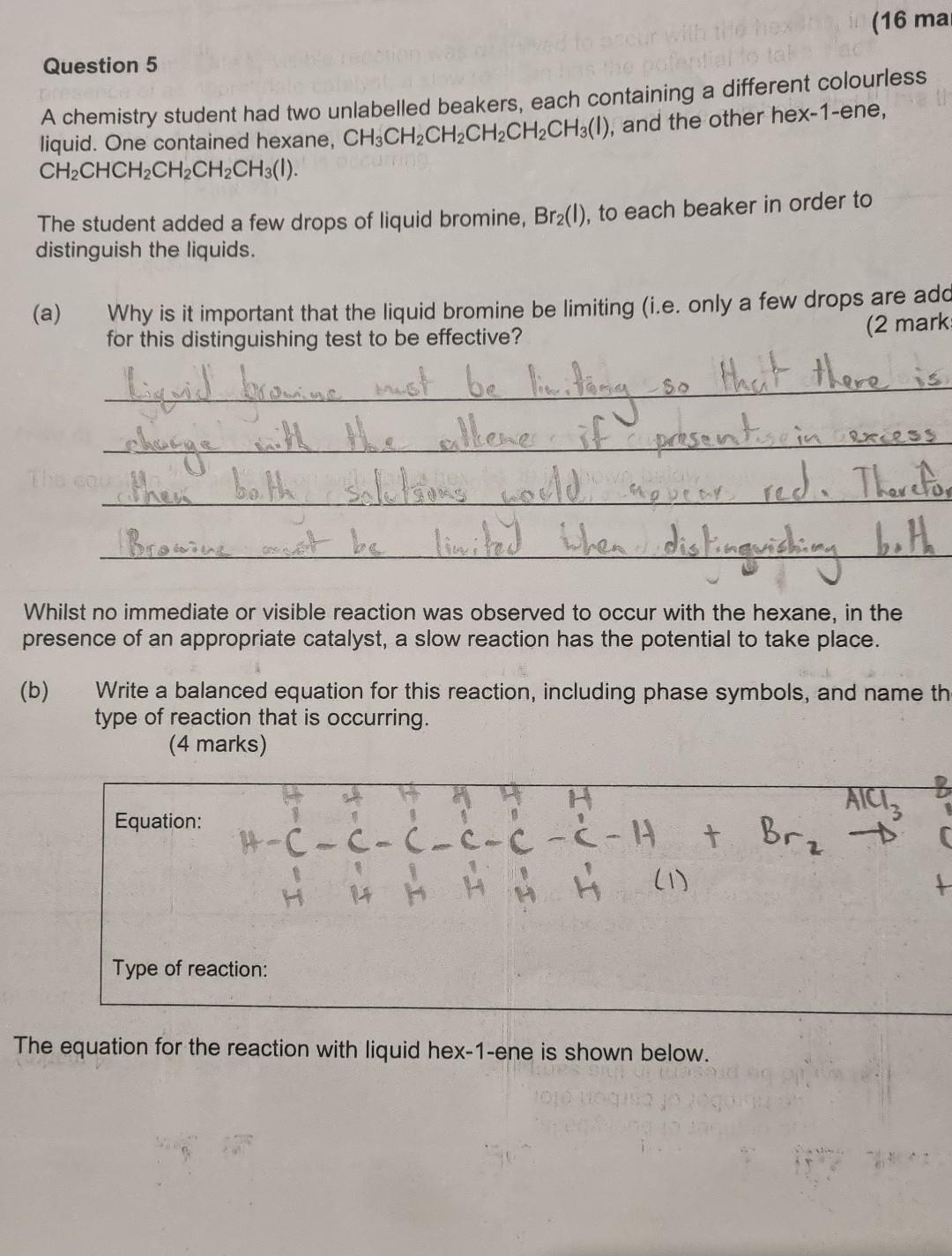 Question 5 Cur With The Hea 16 Mai O Polandia Lo Tak A Chemistry Student Had Two Unlabelled Beakers Each Containing A D 1