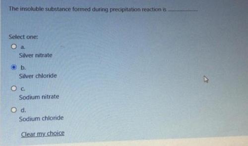 Use The Equation Below To Answer Question 1 And 2 Agcl Agno3 Aq Nacl Aq Nano3 Aq Select One O A Sodium Chlorid 4