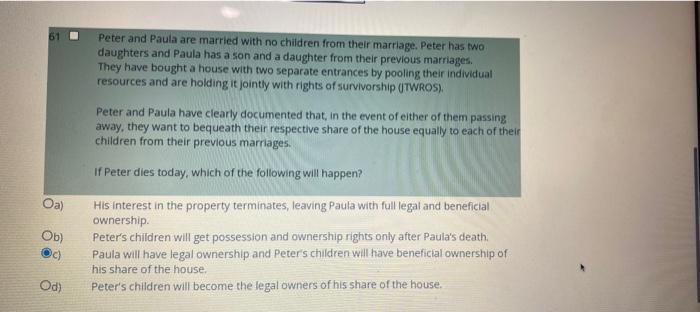 61 Peter And Paula Are Married With No Children From Their Marriage Peter Has Two Daughters And Paula Has A Son And A D 1
