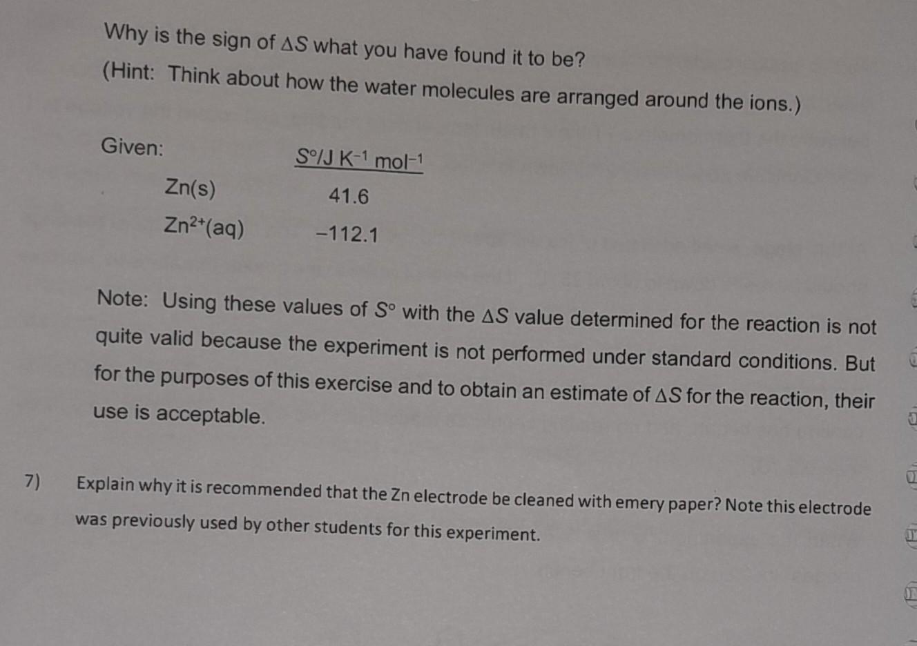 Why Is The Sign Of As What You Have Found It To Be Hint Think About How The Water Molecules Are Arranged Around The I 2