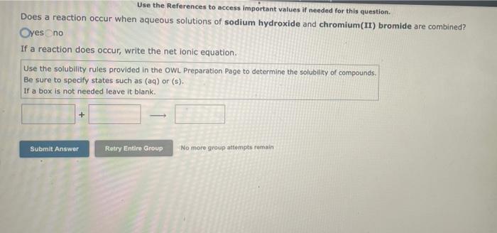 To Access Important Values If Needed For This Question Does A Reaction Occur When Aqueous Solutions Of Lead Ii Nitrate 2