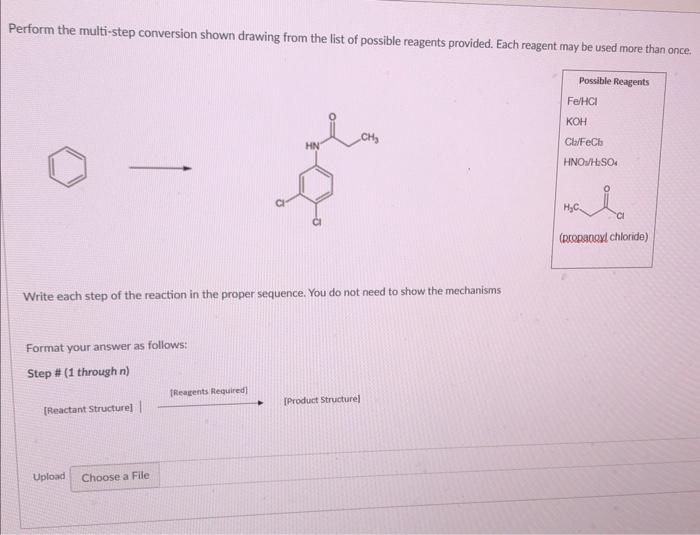 Perform The Multi Step Conversion Shown Drawing From The List Of Possible Reagents Provided Each Reagent May Be Used Mo 1