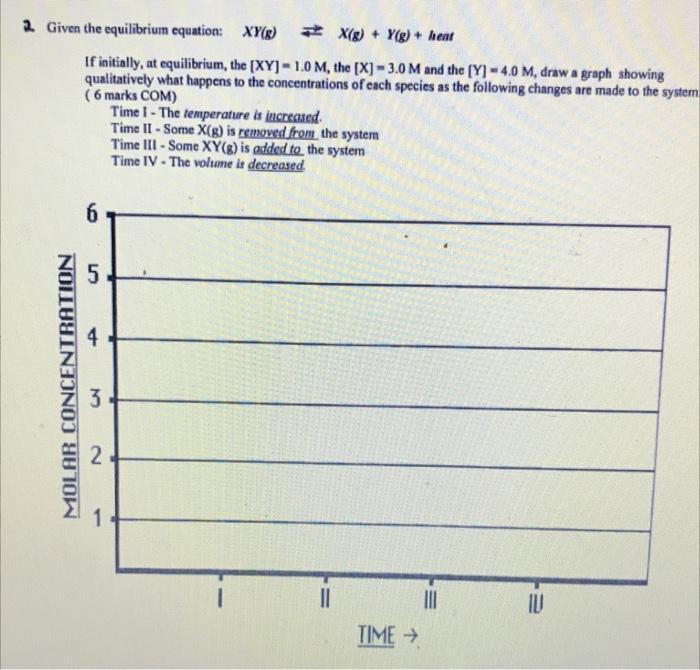 2 Given The Equilibrium Equation Xy G X G Y G Heat If Initially At Equilibrium The Xy 1 0 M The X 3 1