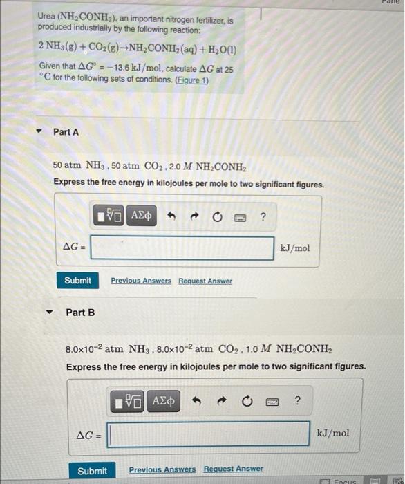 Dile Urea Nh Conh2 An Important Nitrogen Fertilizer Is Produced Industrially By The Following Reaction 2 Nh3 G C 1