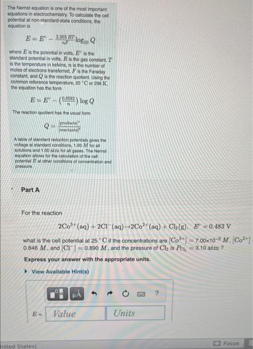 Free Energy Change Ago Is Related To Cell Potential Eo By The Equation Ag Nfe Where N Is The Number Of Moles Of 2