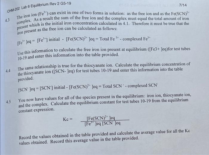 6114 Chm 202 Lab 6 Equilibrium Rev 2 65 19 3 Absorbance Measurements To Determine The Equilibrium Constant 3 1 You Will 2